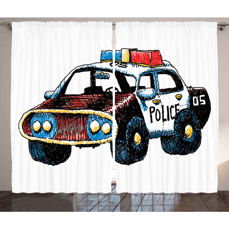 Sketchy Police Car Curtain