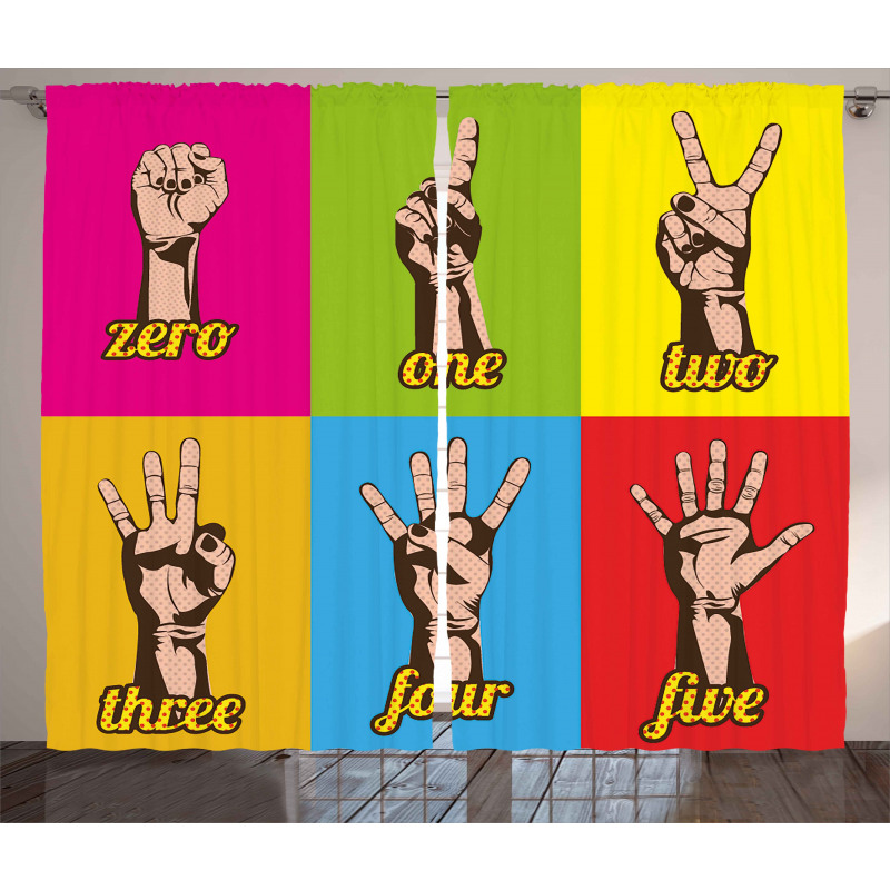 Colored Number Hands Curtain