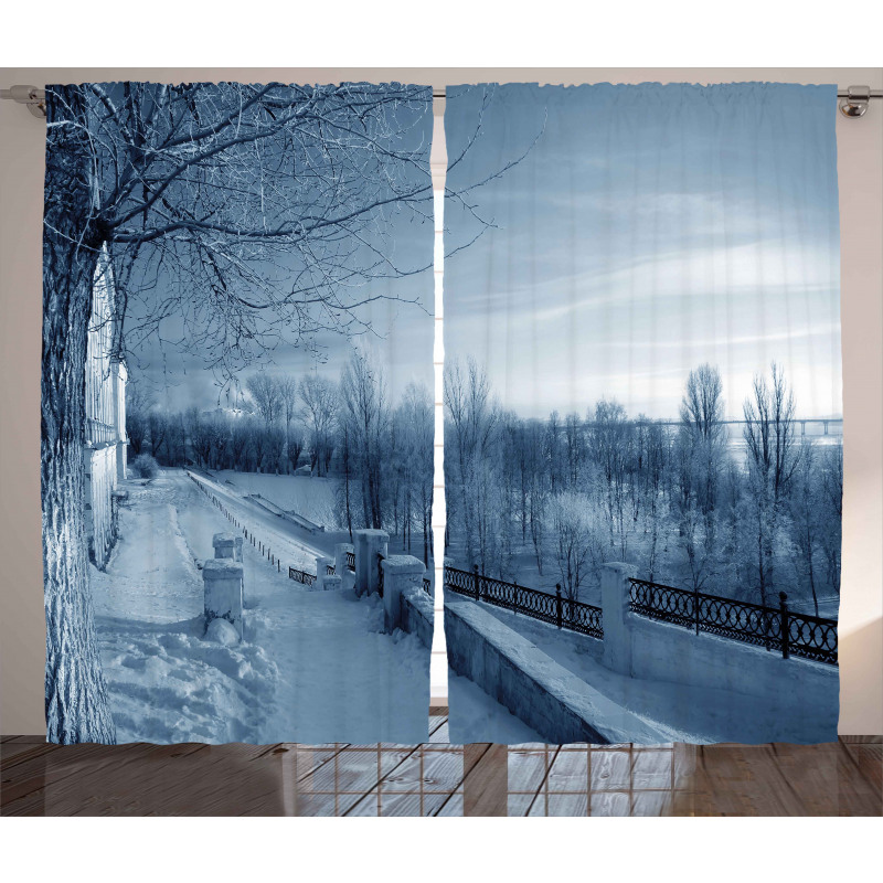 Ice Cold Snowy Scenery Curtain