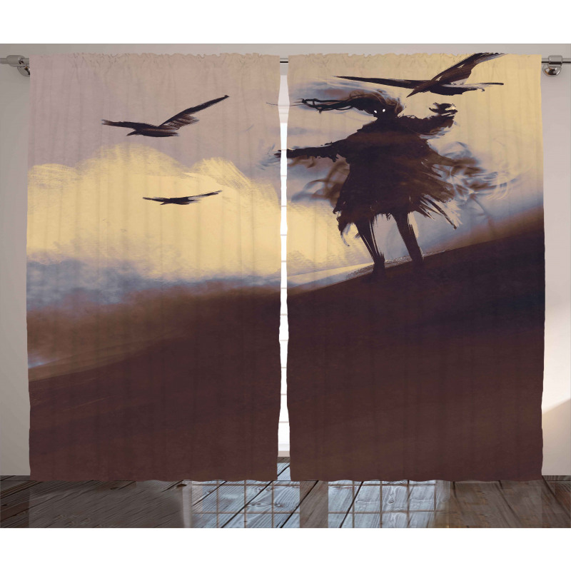 Dark Soul Crows on Hills Curtain