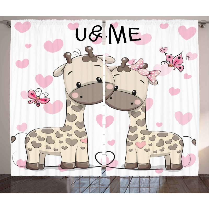Baby Giraffes and Hearts Curtain