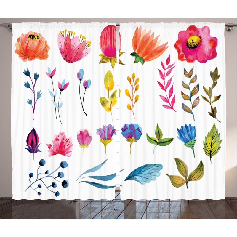 Watercolor Garden Design Curtain