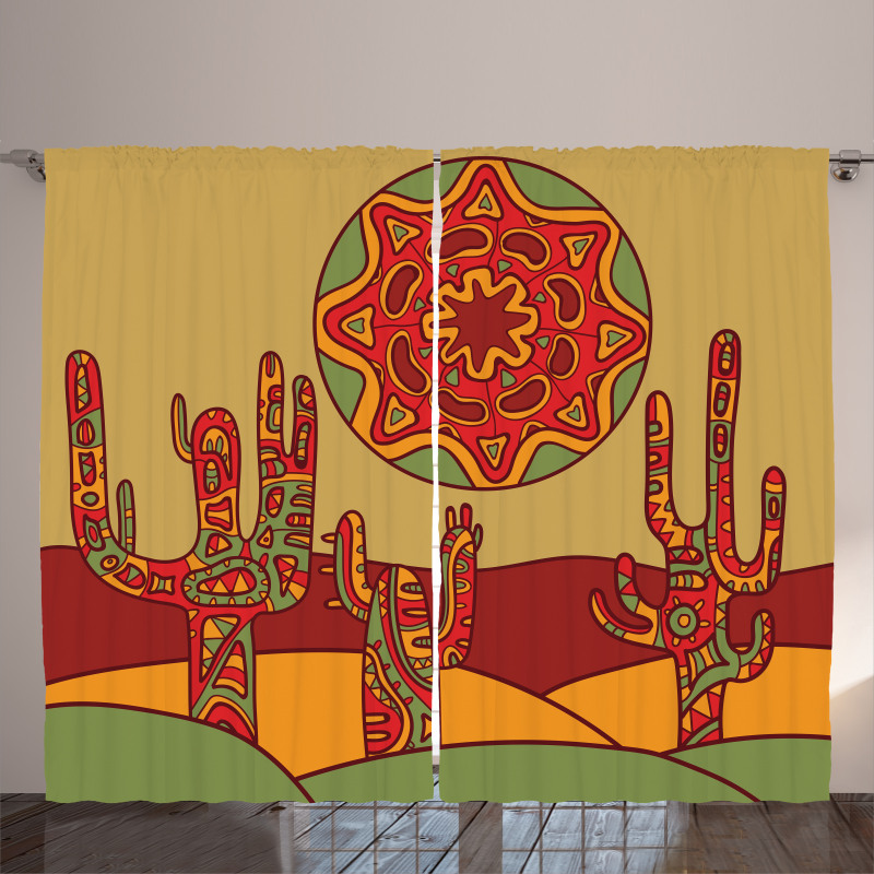 Tribal Design Cactus Curtain