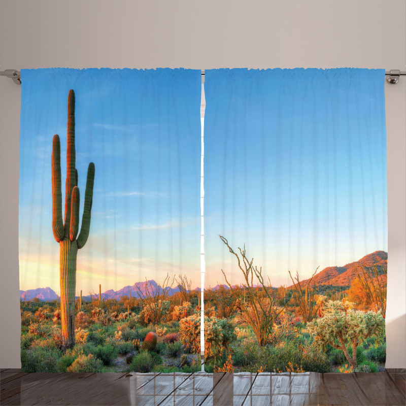 Cactus Sunset Landscape Curtain
