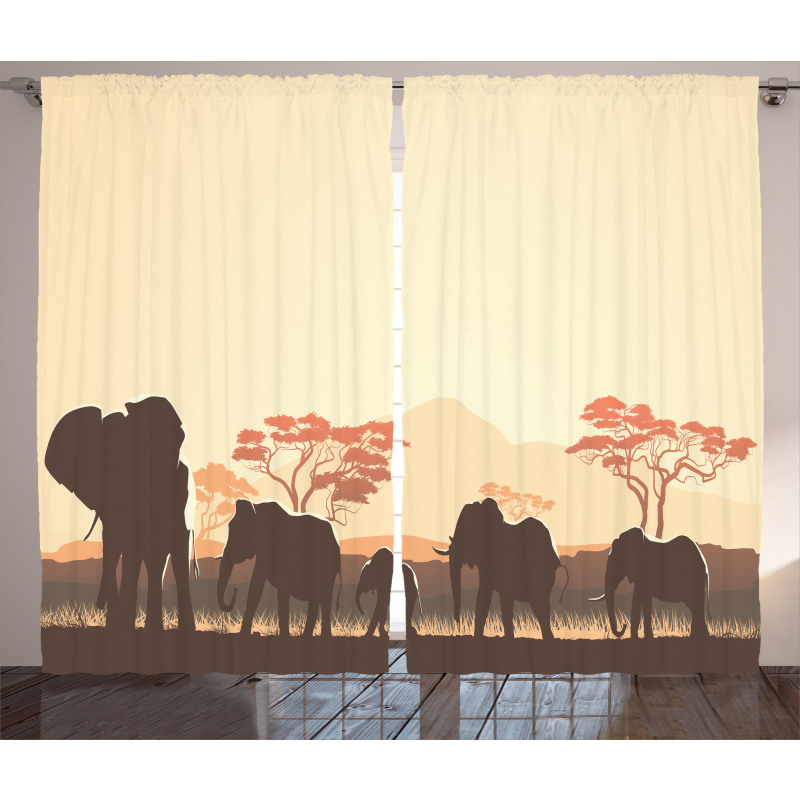 Safari Animal Elephant Curtain