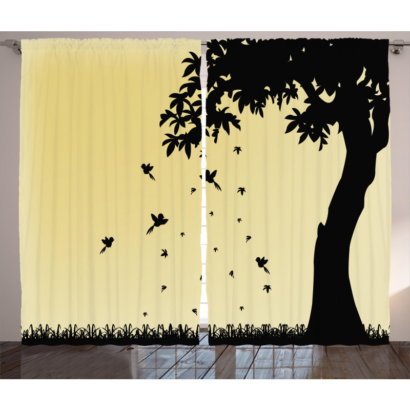 Tree with Falling Leaves Curtain