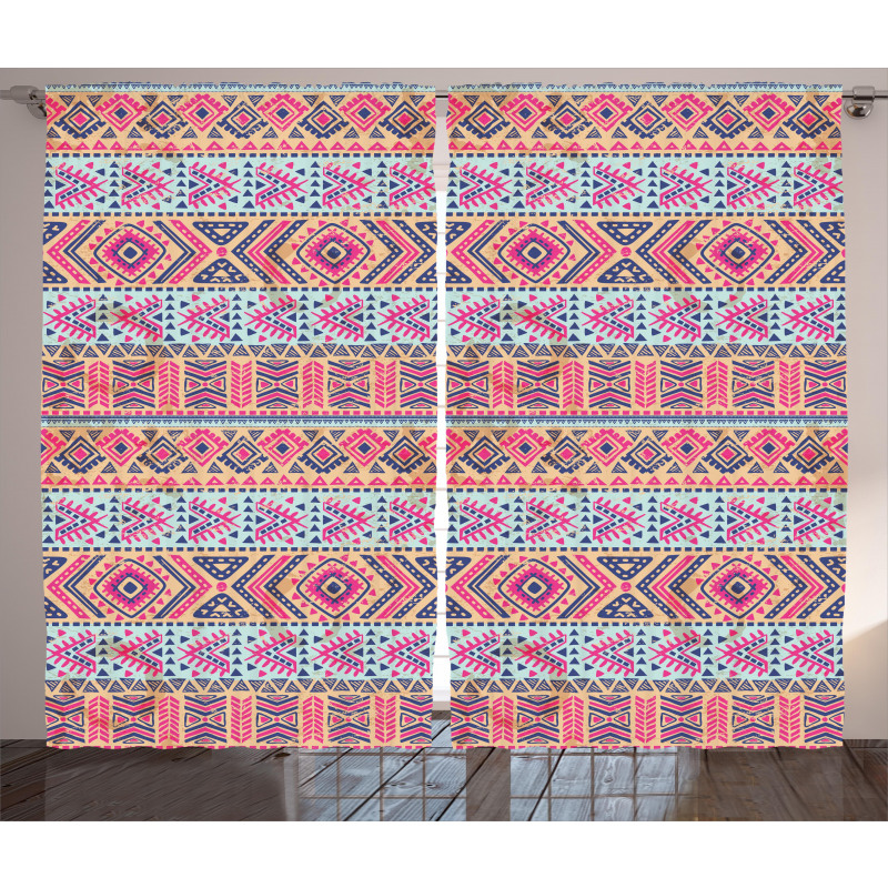 Retro Spring Aztec Art Curtain