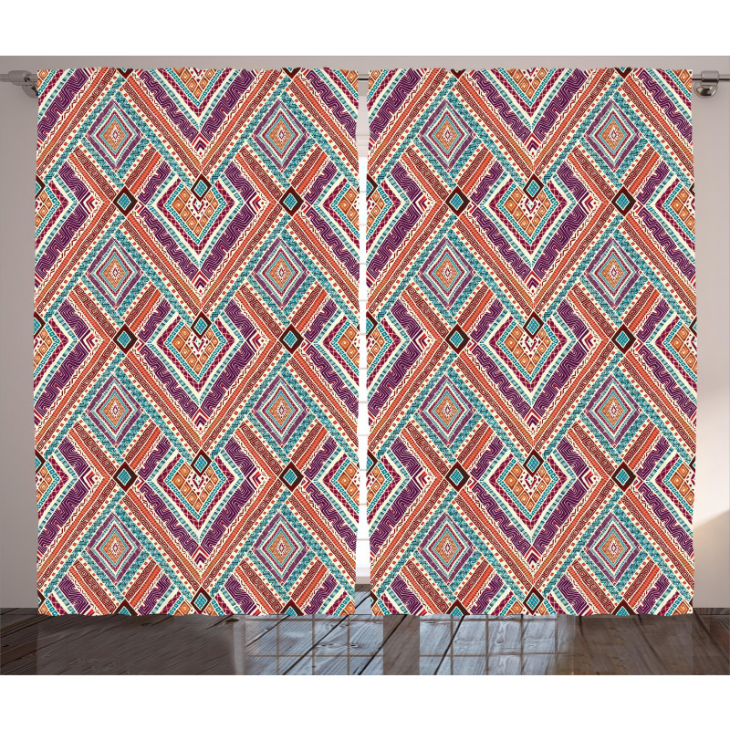 Diagonal Ethno Pattern Curtain
