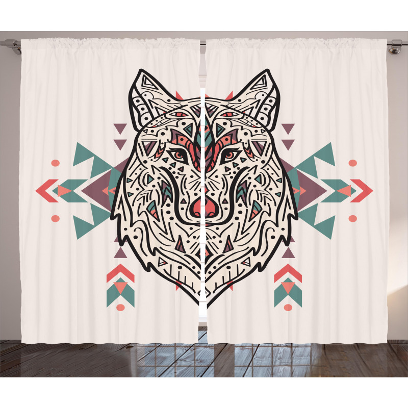Big Wolf Head Ornaments Curtain