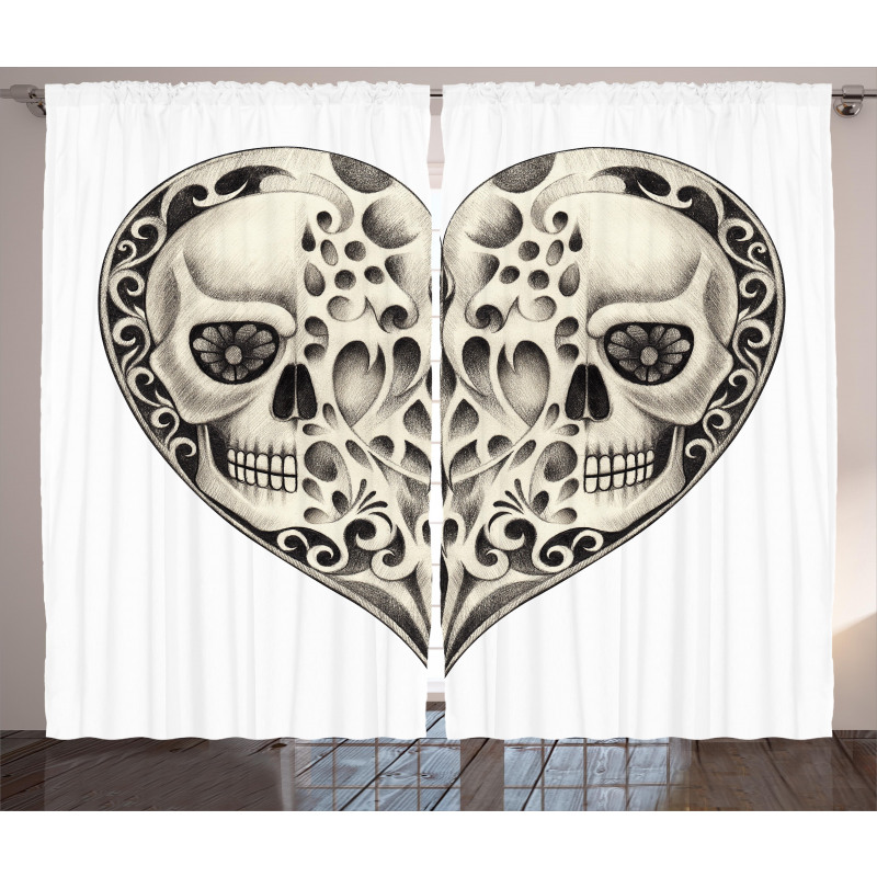 Twin Heart Design Curtain