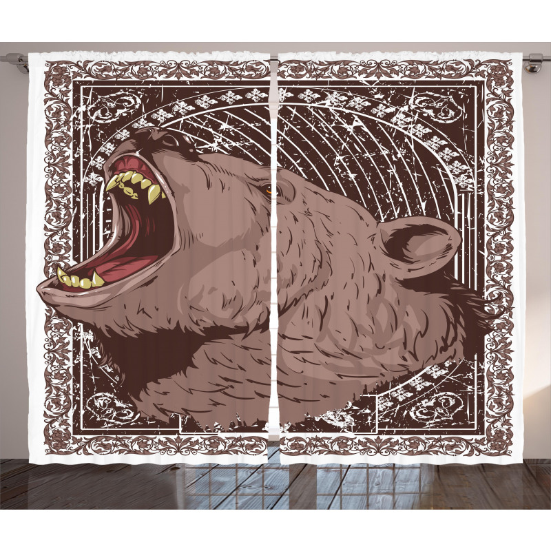 Growling Grizzly Bear Curtain
