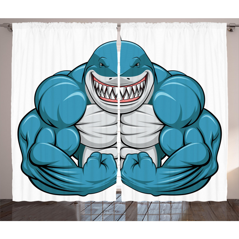 Toothy White Shark Smiling Curtain