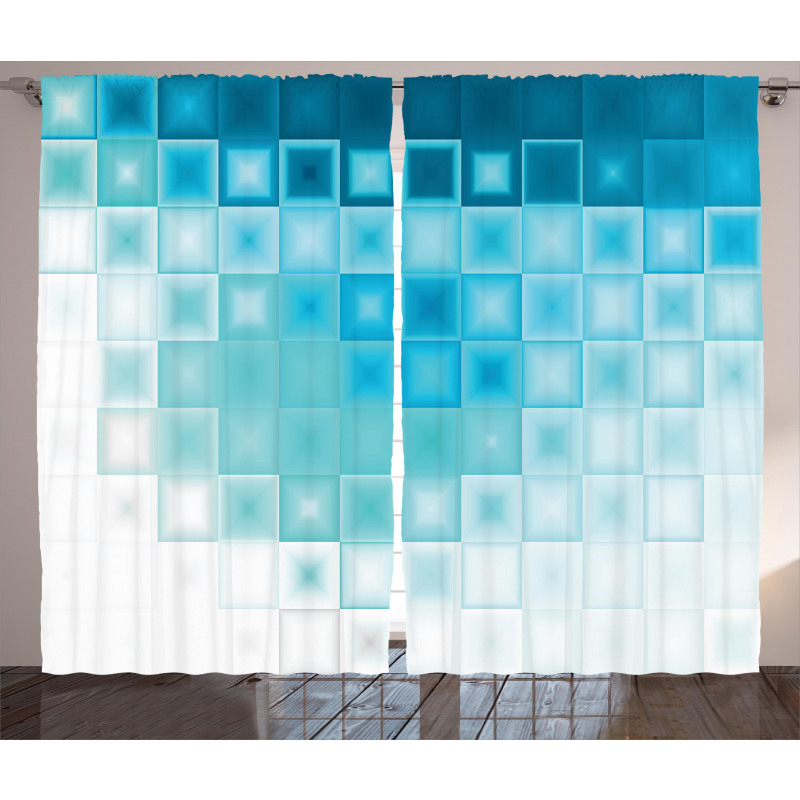 Fractal Square Shapes Curtain