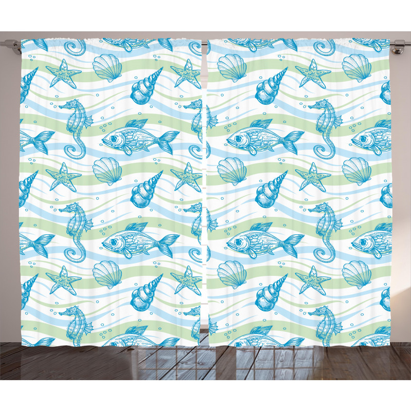 Ocean Shell Starfish Curtain