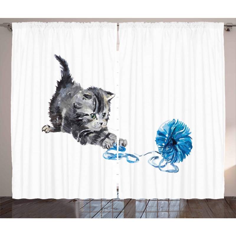 Playful Baby Kitten Furry Curtain