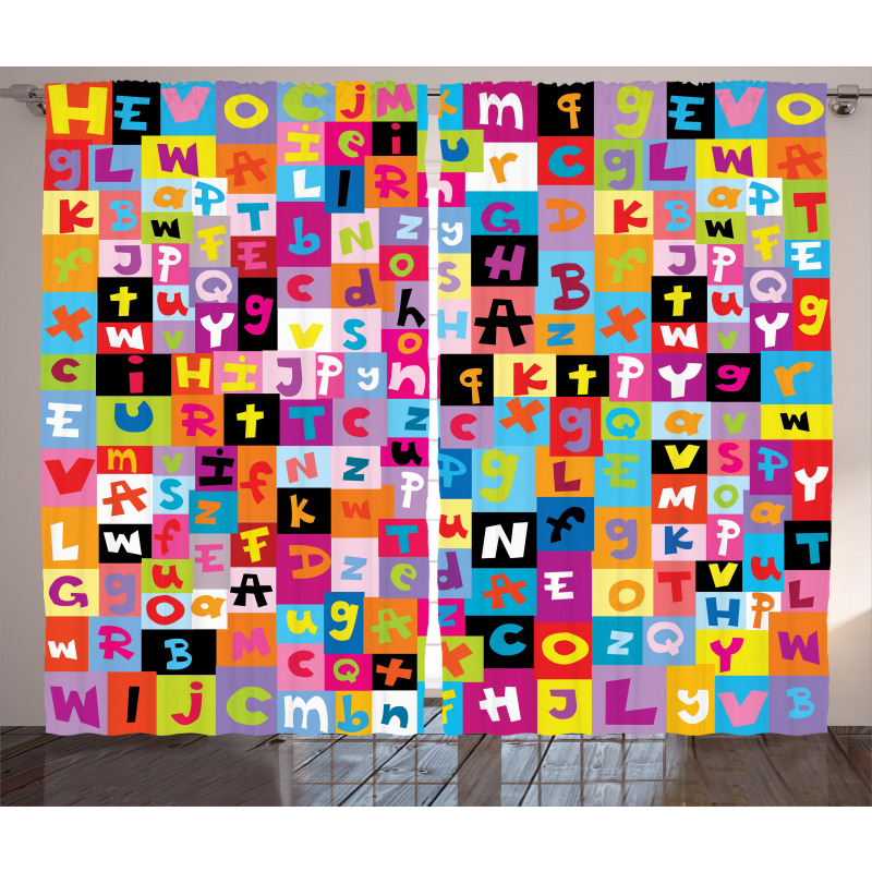 Colored Alphabet Puzzle Curtain