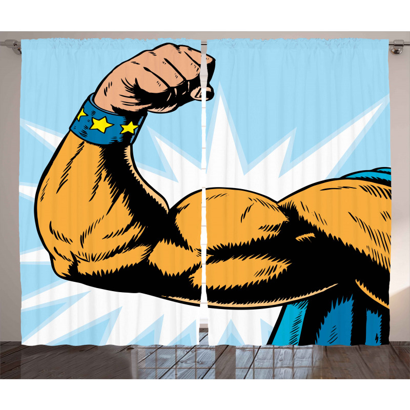 Cartoon Superheros Power Curtain