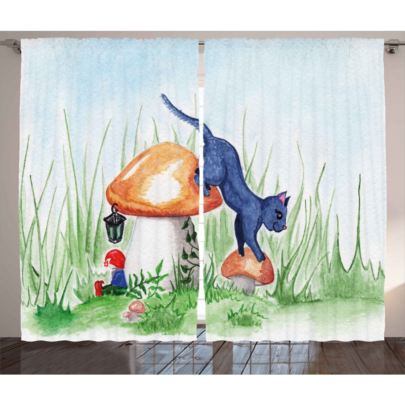 Mushroom Garden Leaf Curtain