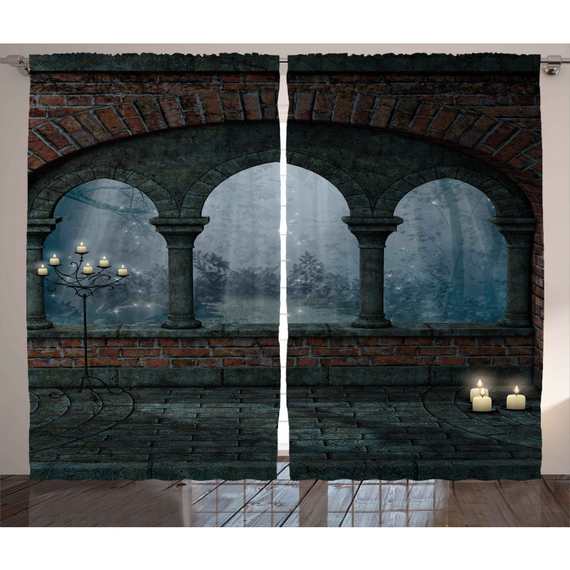 Medieval Castle at Night Curtain
