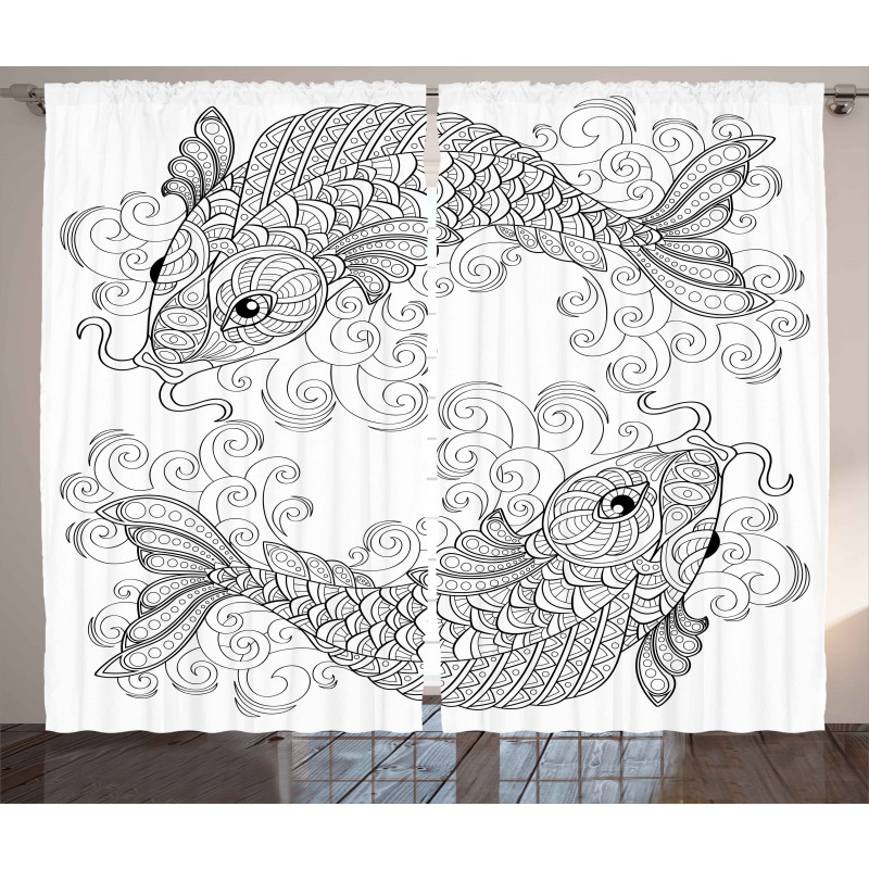 Koi Fish Pattern Curtain