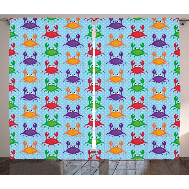 Crabs on Blue Backdrop Curtain