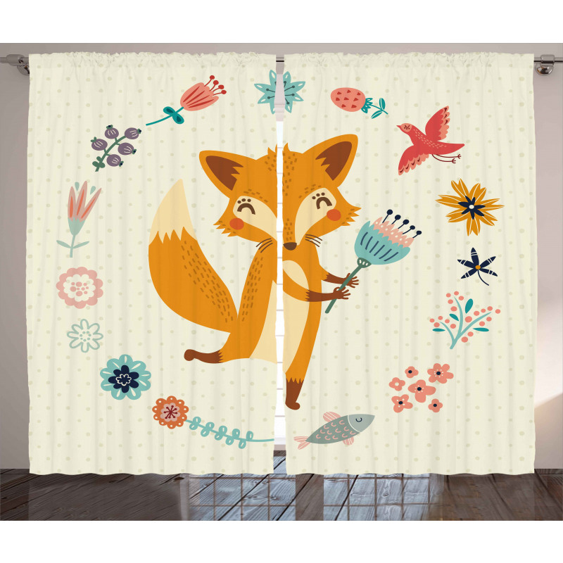 Animal with Floral Curtain