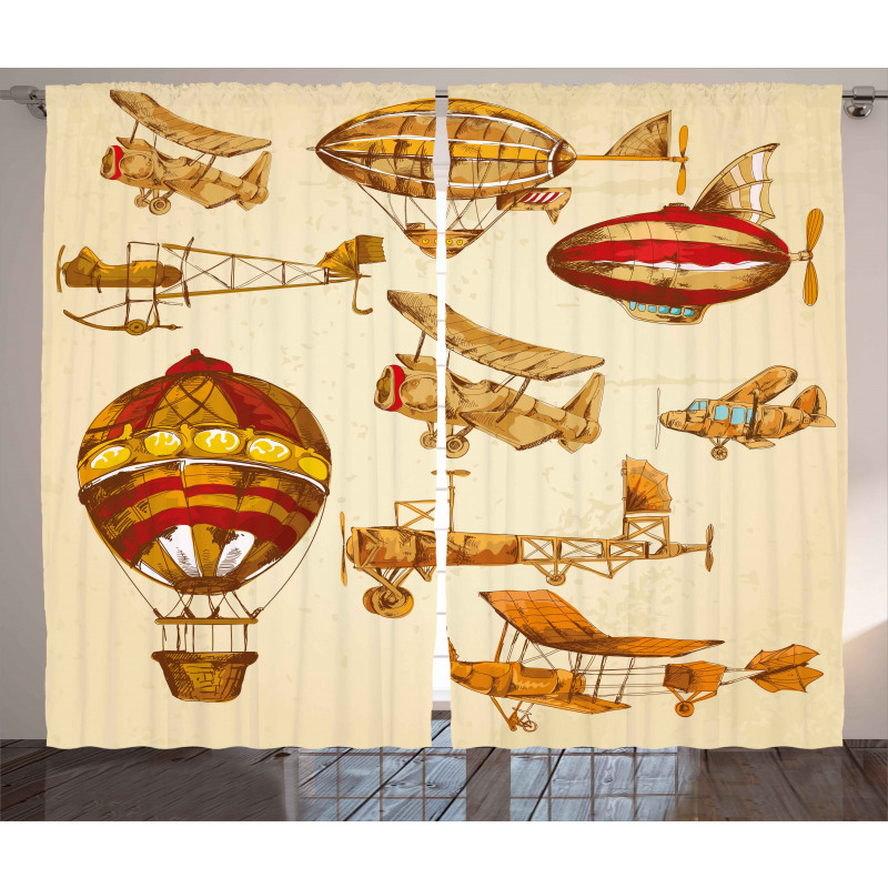 Vintage Baloons Planes Curtain