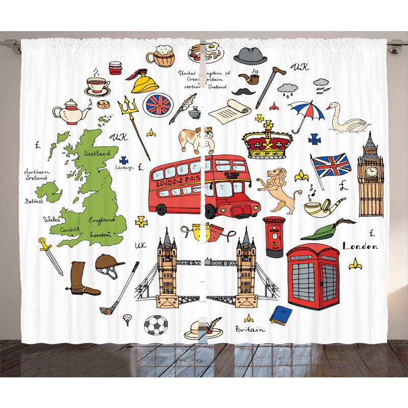 Sketchy Famous Tourist Curtain