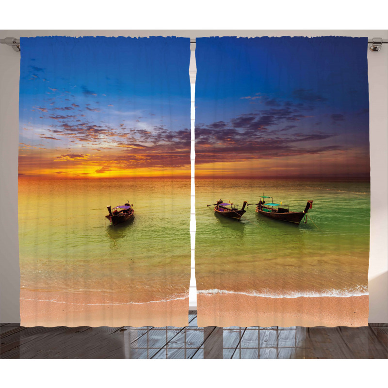 Thailand Boat in Ocean Curtain