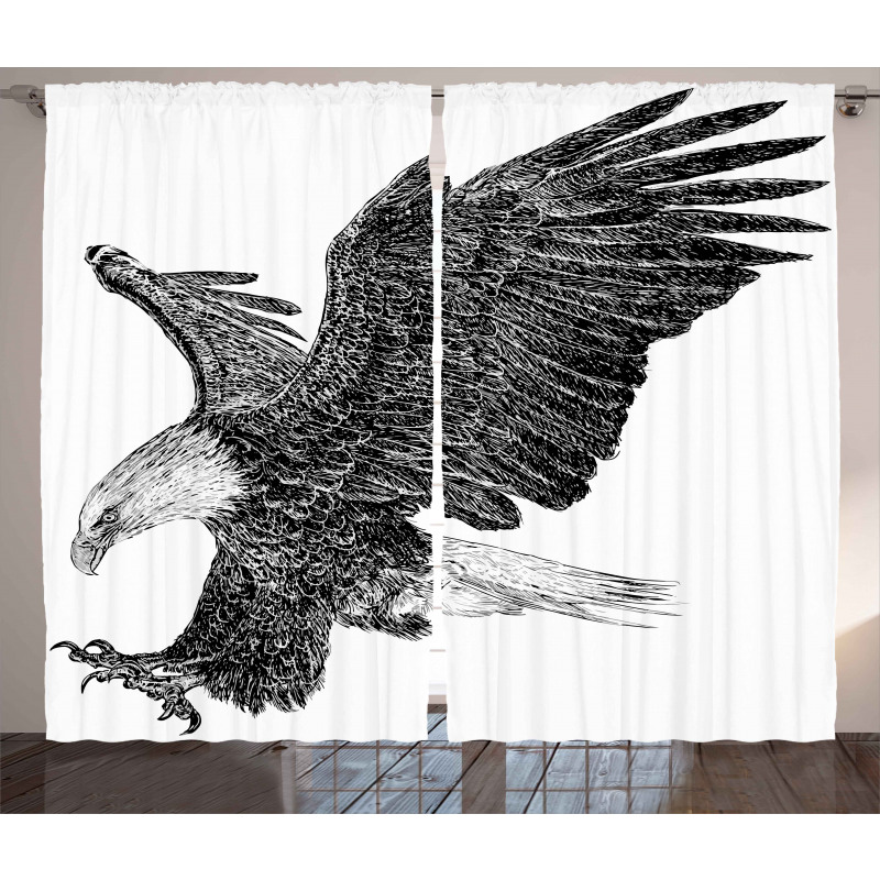 Bald Eagle Swoop Sketchy Curtain