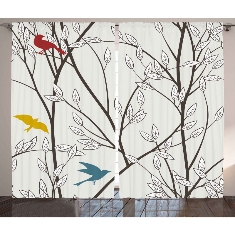 Birds Wildlife Cartoon Curtain