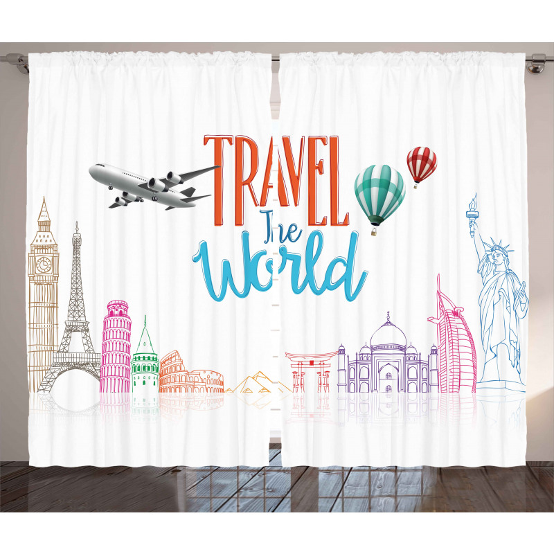 Travel World Lettering Curtain