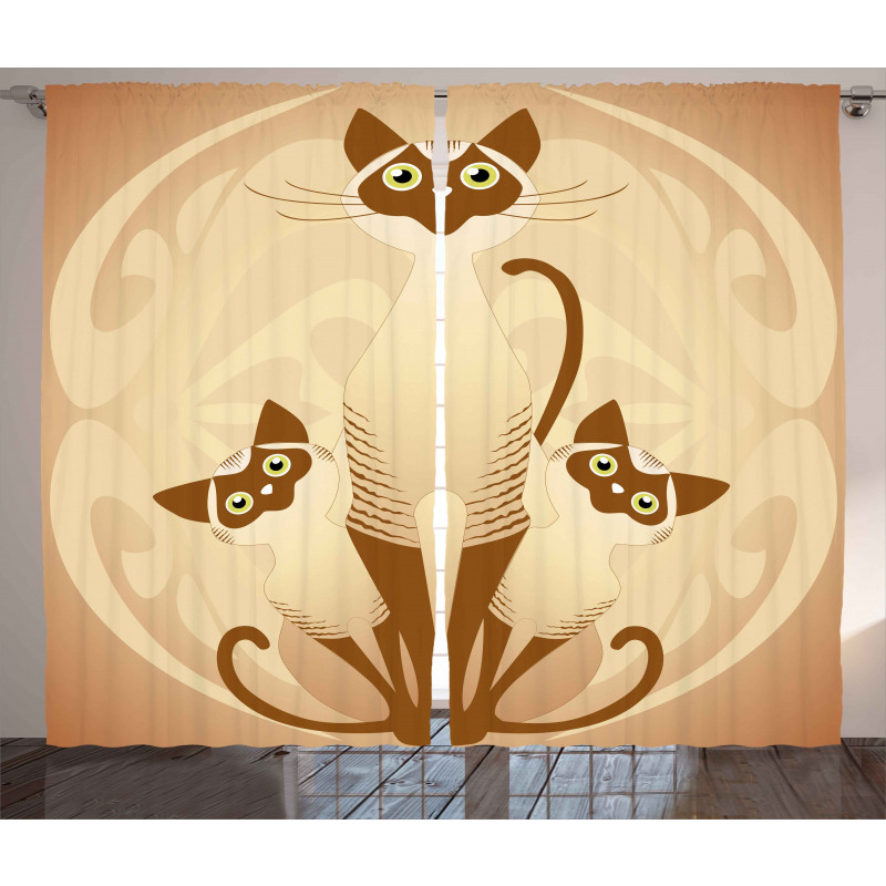3 Siamese Cats Curtain