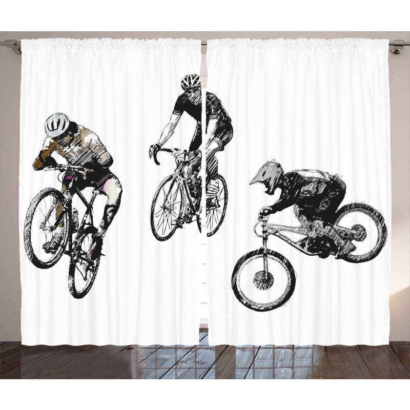 Sketch Cyclists Curtain