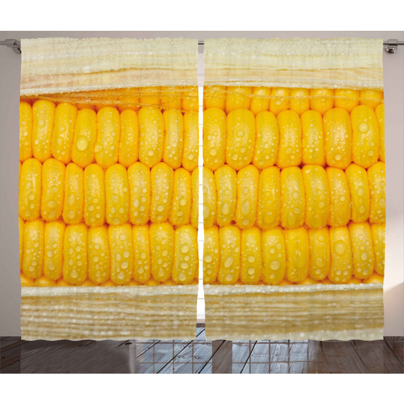 Corn Stem with Raindrops Curtain