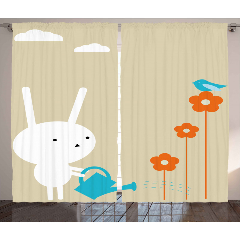 Bunny with Flowers Curtain