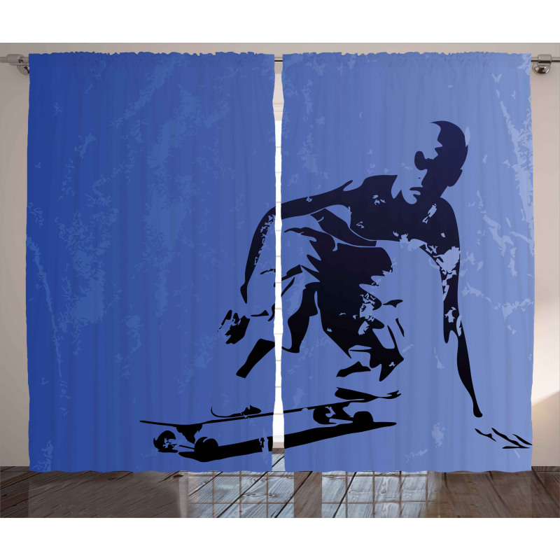Abstract Vector Skaters Curtain