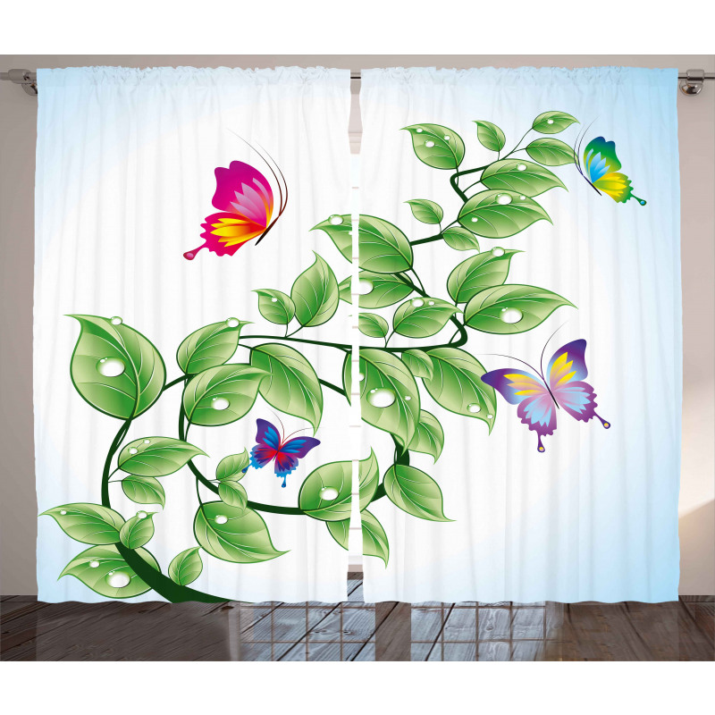 Floral Leaves Branches Curtain
