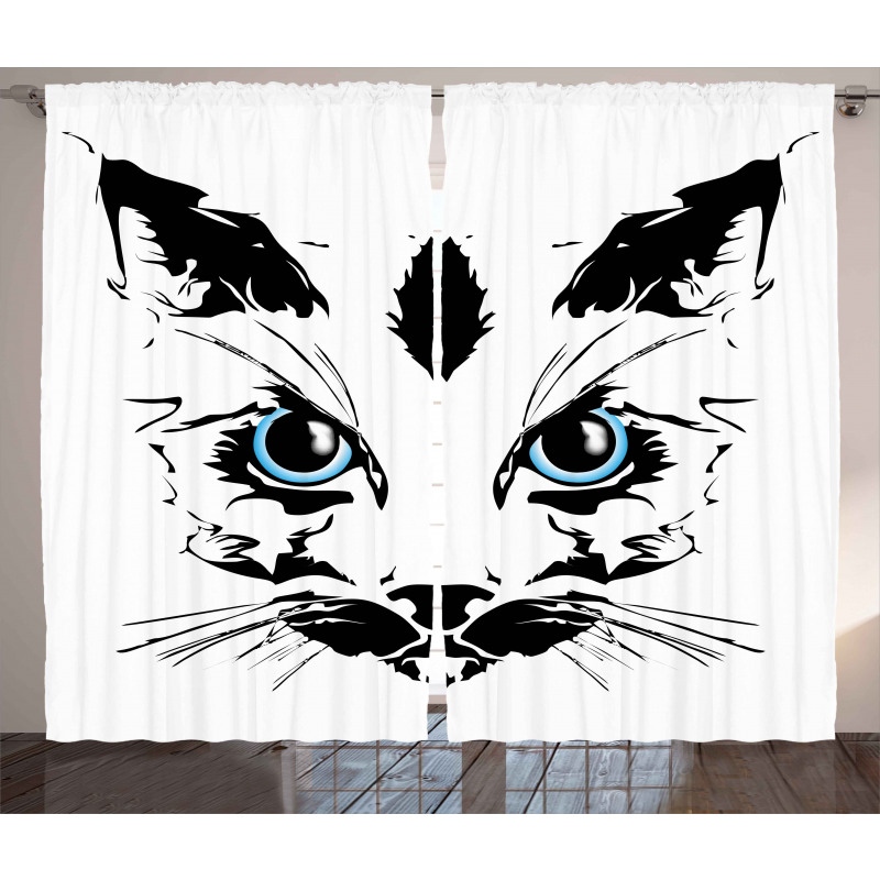 Big Cat Face Pet Sketchy Curtain