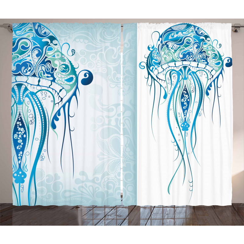 Ocean Jellyfish Paisley Curtain