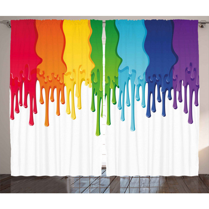 Rainbow Colored Paint Curtain