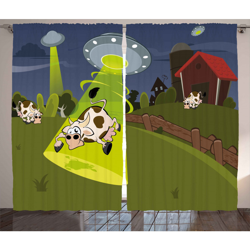 Farm Cow Alien Comics Curtain