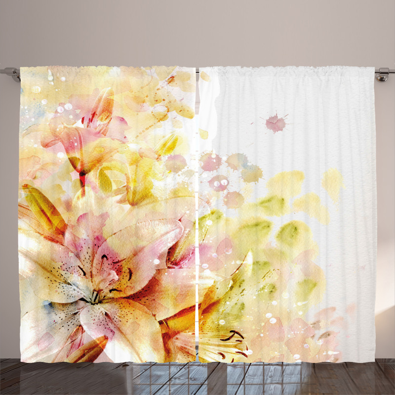 Lilies Flowers Buds Curtain