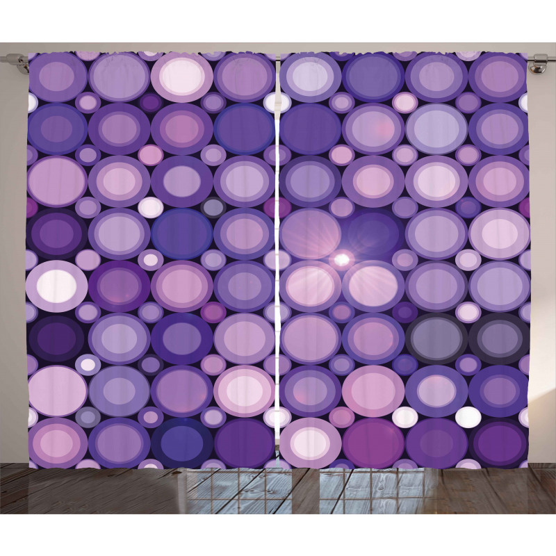 Geometric Violet Circles Curtain