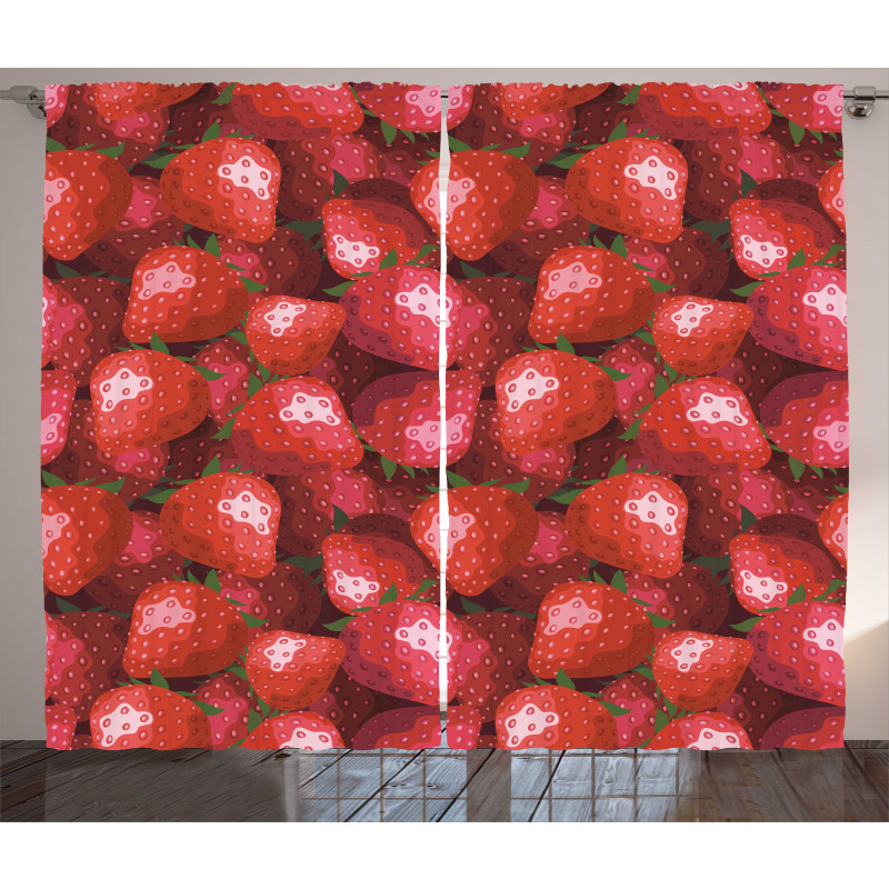 Strawberries Ripe Fruits Curtain