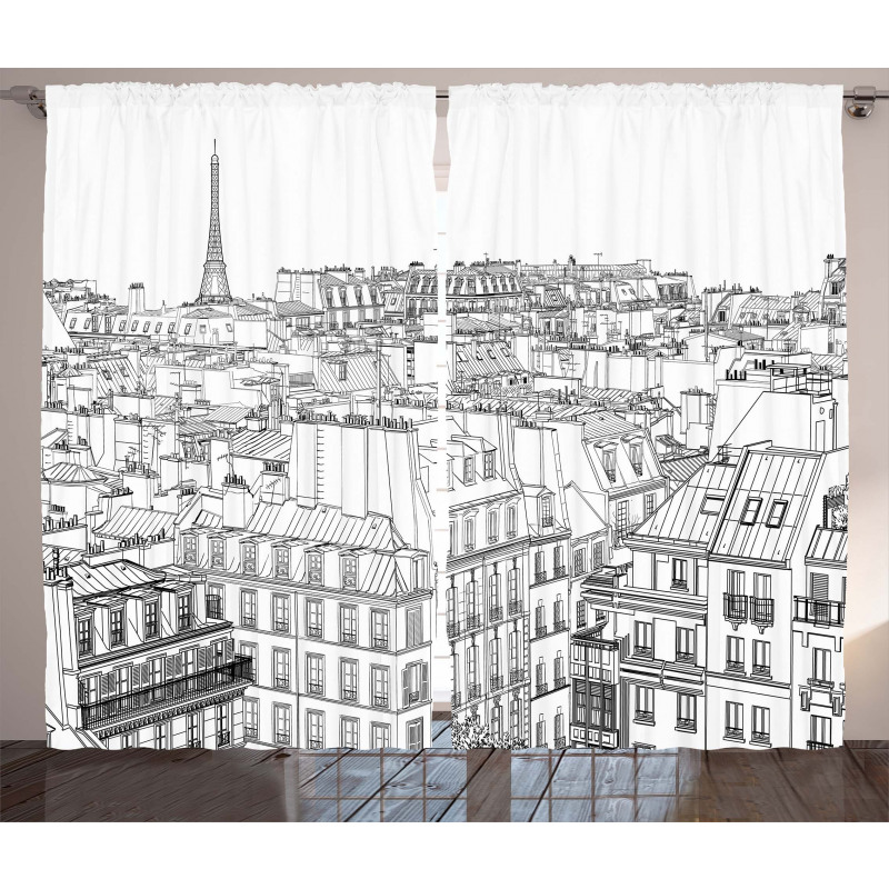 Roofs in Paris and Eiffel Curtain