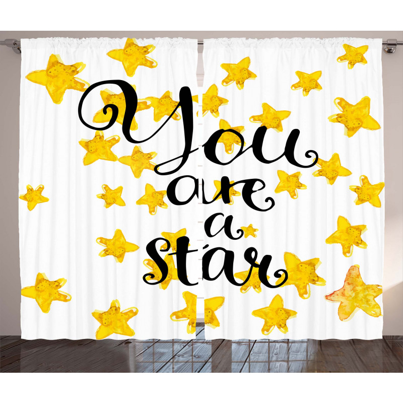 Motivational Star Phrase Curtain