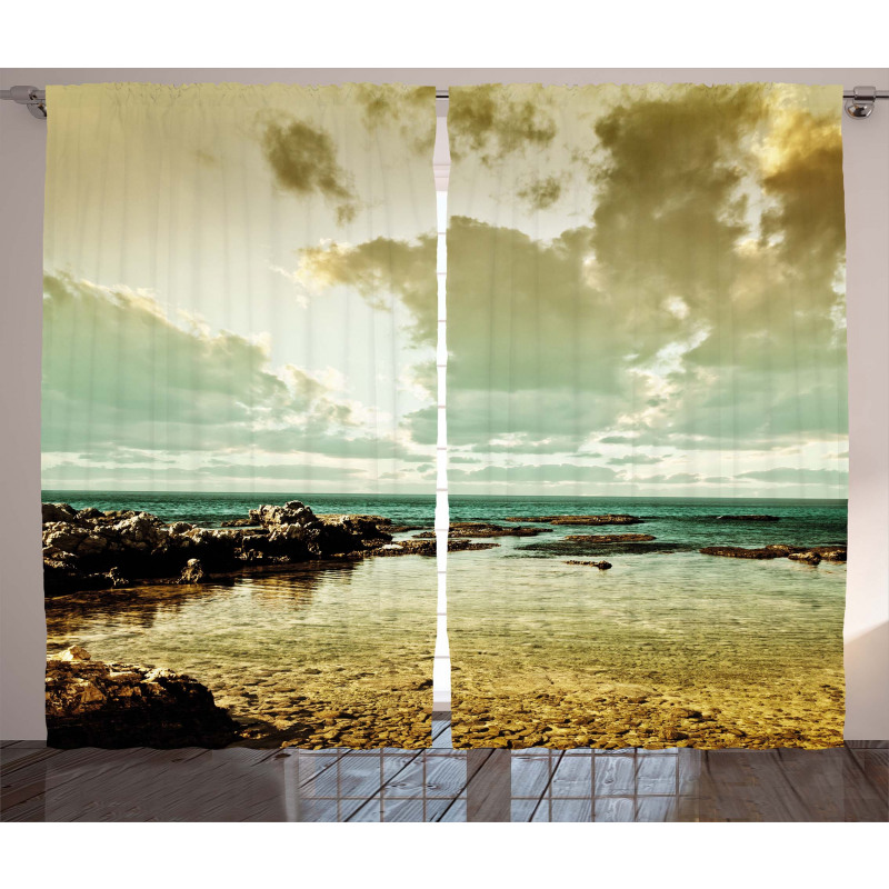 Ocean Island Scenery Curtain