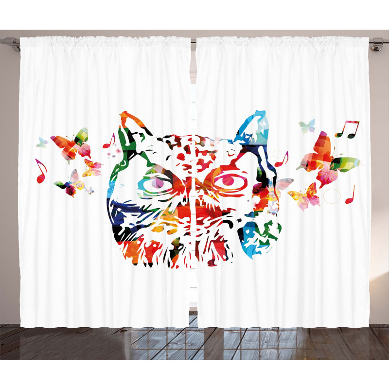 Abstract Wild Birds Owl Curtain