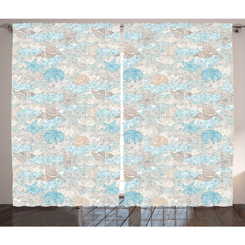 Pastel Toned Seashells Curtain